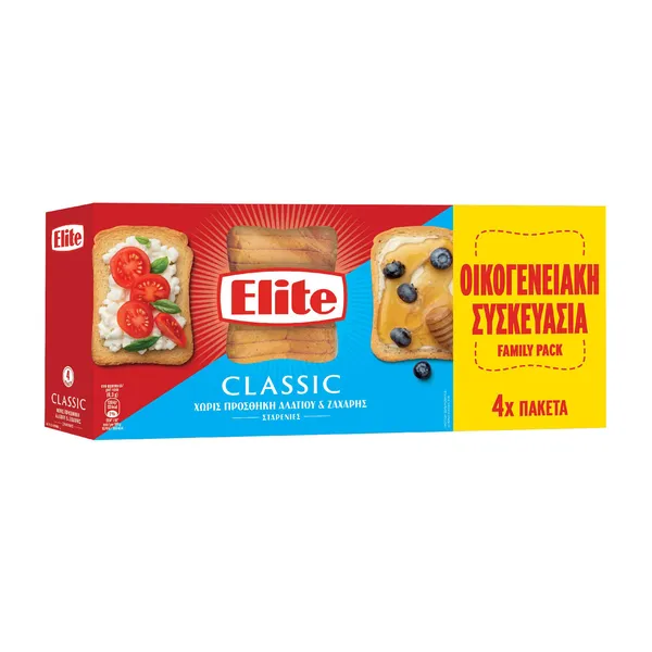 Φρυγανιές σταρένιες ELITE χωρίς αλάτι 4x125gr