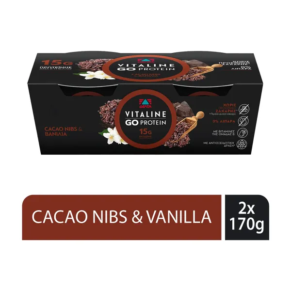 Vitaline Go Protein Επιδόρπιο Γιαουρτιού Βανίλια & Κομμάτια Σοκολάτας Χωρίς προσθήκη ζάχαρης