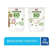 ΔΕΛΤΑ Advance Bio Γιαούρτι Βρεφικό Βιολογικό Χωρίς προσθήκη ζάχαρης 2x140g