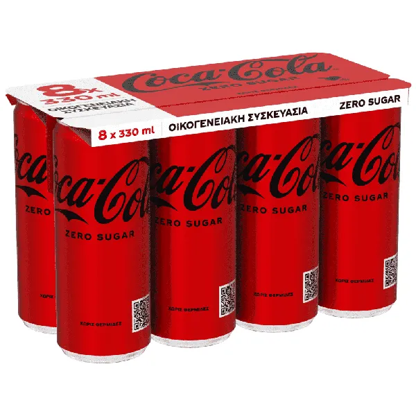 COCA COLA zero 330ml (8τεμ.) ΟΙΚΟΓΕΝΕΙΑΚΗ ΣΥΣΚΕΥΑΣΙΑ ZERO SUGAR