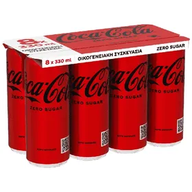 COCA COLA zero 330ml (8τεμ.) ΟΙΚΟΓΕΝΕΙΑΚΗ ΣΥΣΚΕΥΑΣΙΑ ZERO SUGAR