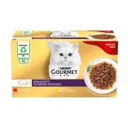 PURINA Gourmet Gold Ζουμερός Πειρασμός Υγρή Τροφή Γάτας με Βοδινό & Κοτόπουλο 4x85g