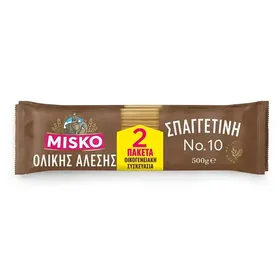 Misko Σπαγγέτι Ολικής Άλεσης Νo10 Οικογενειακή Συσκευασία 2x500γρ.