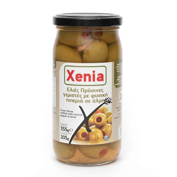 Ελιές πράσινες γεμιστές με πιπεριά XENIA 355gr