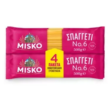 MISKO ΜΑΚΑΡΟΝΙΑ ΣΠΑΓΓΕΤΙ No6 ΟΙΚΟΓΕΝΕΙΑΚΗ ΣΥΣΚΕΥΑΣΙΑ 4Χ500GR