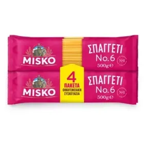 MISKO ΜΑΚΑΡΟΝΙΑ ΣΠΑΓΓΕΤΙ No6 ΟΙΚΟΓΕΝΕΙΑΚΗ ΣΥΣΚΕΥΑΣΙΑ 4Χ500GR