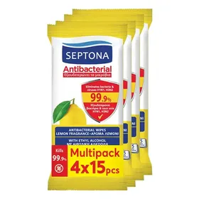 Septona Refresh Υγρά Μαντηλάκια Λεμόνι 4x15τεμ.