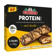 MILLHOUSE Protein Μπάρες Ξηρών Καρπών με Μαύρη Σοκολάτα 4x35g