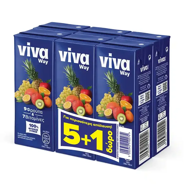 Viva Way Φυσικός Xυμός 9 Φρούτα 250ml. 5+1Δώρο