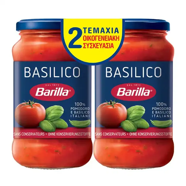 BARILLA ΣΑΛΤΣΑ  BASILICO ΟΙΚΟΓΕΝΕΙΑΚΗ ΣΥΣΚΕΥΑΣΙΑ 2Χ400GR