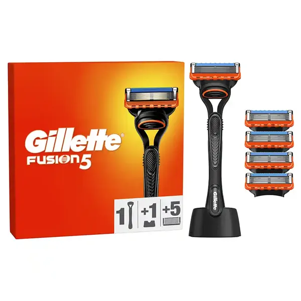 Gillette Fusion5 Ξυριστική Μηχανή Με Λαβή Βάση Στήριξης +5 Ανταλλακτικές Κεφαλές