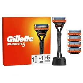 Gillette Fusion5 Ξυριστική Μηχανή Με Λαβή Βάση Στήριξης +5 Ανταλλακτικές Κεφαλές