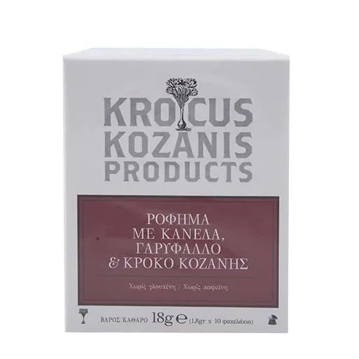 Krocus Kozanis Ρόφημα Με Κανέλα Γαρύφαλλο & Κρόκο Κοζάνης Χωρίς Γλουτένη 10x1,8γρ.