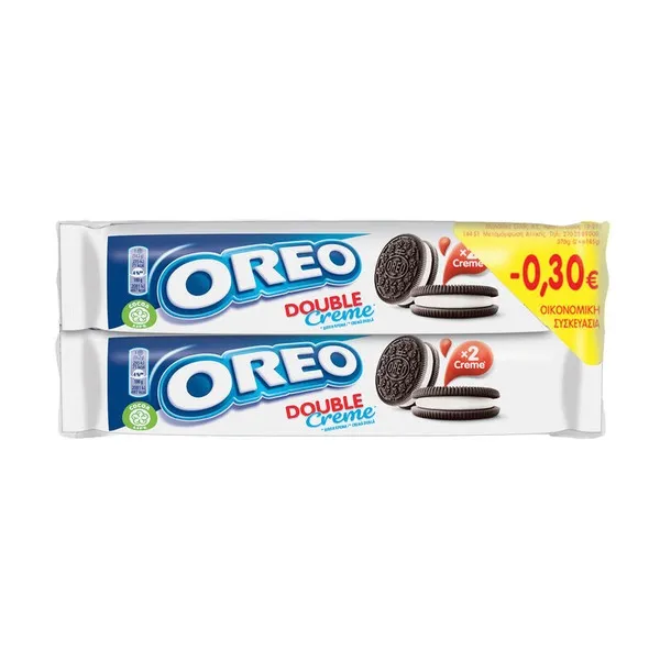 OREO μπισκότα double crème βανίλια 2x185γρ.