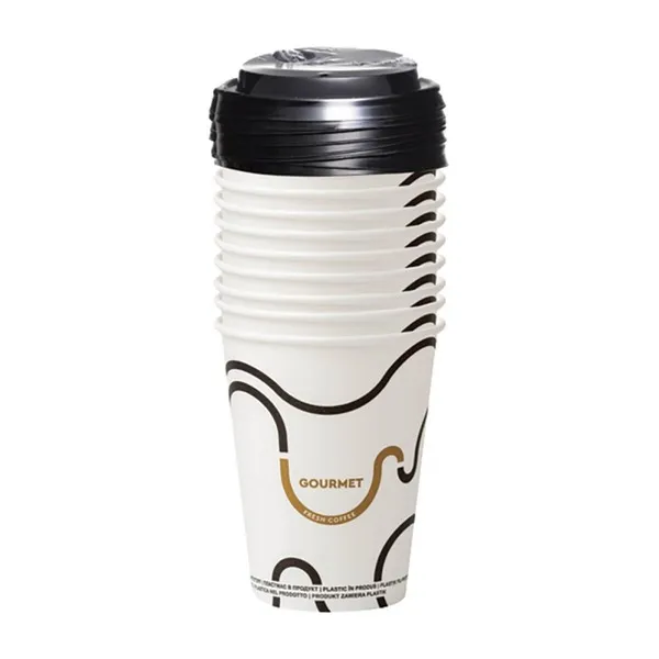 Χάρτινα Ποτήρια Σχέδιο: Gourmet 12oz & Καπάκι Πιπίλα (ΣΕΤ)