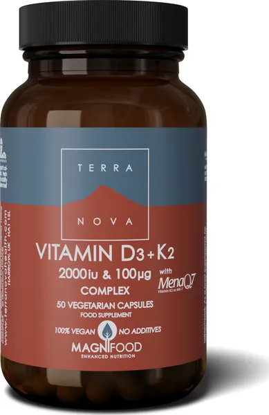 TERRANOVA Vitamin D3 + K2 Complex 2000iu & 100mcg 50 κάψουλες