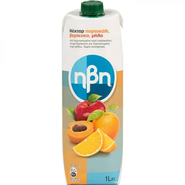 HBH χυμός πορτοκάλι – μήλο – βερίκοκο 1λιτ