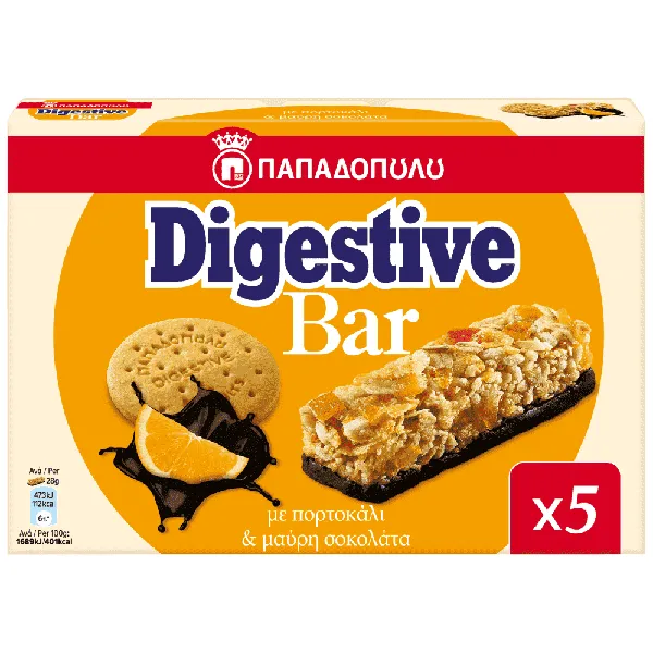 Digestive Bar Σοκολάτα Πορτοκάλι 5τεμ