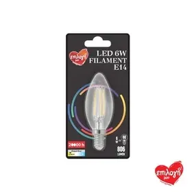 ΕΠΙΛΟΓΗ ΜΟΥ Κερί Filament E14 60W 2700K Λάμπα Led 1 Τεμάχιο