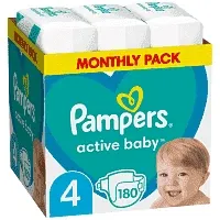 Pampers Active Baby Πάνες No4 (9-14kg.) Monthly Pack 180τεμ.