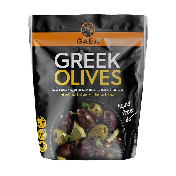 Ελιές Ανάμικτες GAEA χωρίς Κουκούτσι με Λεμόνι & Βασιλικό Vegan 150g
