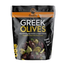 Ελιές Ανάμικτες GAEA χωρίς Κουκούτσι με Λεμόνι & Βασιλικό Vegan 150g