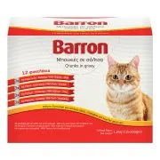 BARRON Υγρή Τροφή Γάτας Μπουκιές σε σάλτσα σε 4 γεύσεις 12Χ100g