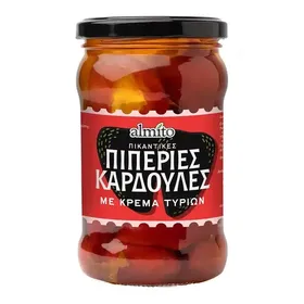 Πικάντικες κόκκινες πιπεριές καρδούλες με κρέμα τυριών