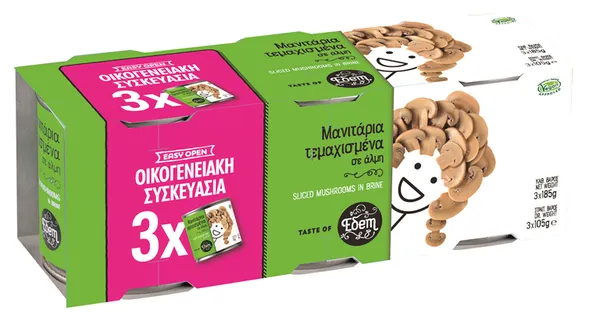 Μανιτάρια τεμαχισμένα Έδεμ 3x185g