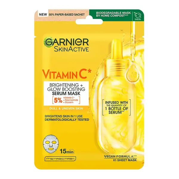 L'oreal Garnier Skin Active Υφασμάτινη Μάσκα Προσώπου Vitamin C 28γρ.