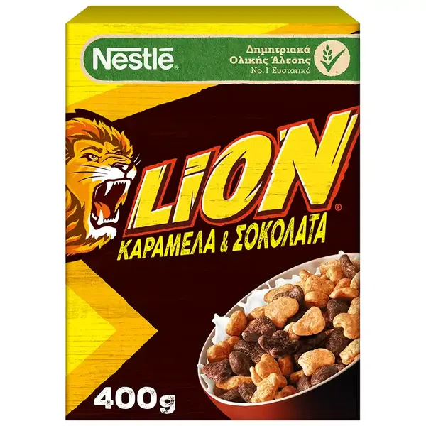 Nestle Lion Δημητριακά Ολικής Άλεσης Με Καραμέλα & Σοκολάτα 400γρ.