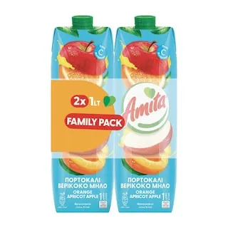 AMITA Φρουτοποτό Πορτοκάλι Μήλο Βερίκοκο 2x1lt