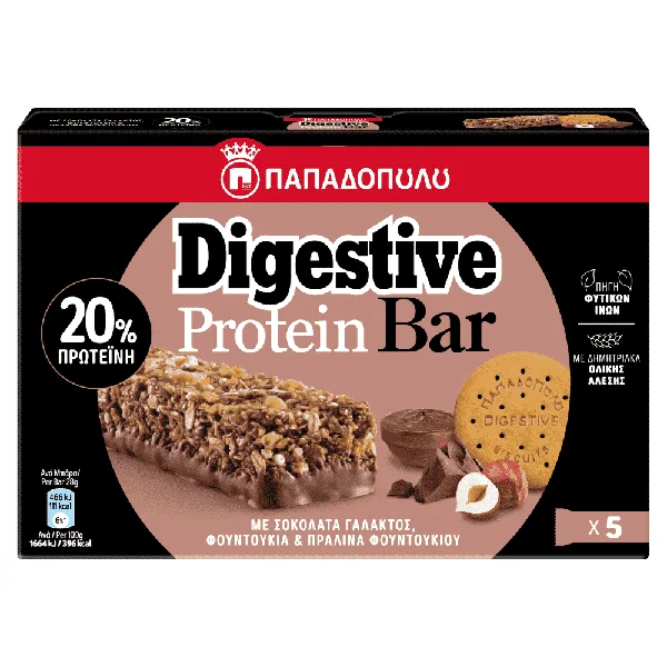 Digestive bar με κομμάτια σοκολάτας & σοκολάτα γάλακτος 28g (5τεμ.)