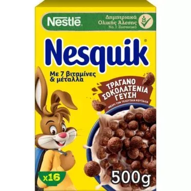 Nestlé NESQUIK® Παιδικά Δημητριακά Πρωινού Ολικής Άλεσης με Σοκολατένια Γεύση 500g