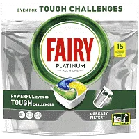 Fairy Platinum Κάψουλες Πλυντηρίου Πιάτων Λεμόνι 15τεμ.