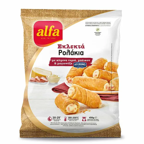 Alfa Εκλεκτά Ρολάκια Με Κίτρινα Τυριά Μπέικον & Μαγιονέζα Hellman's 450γρ.