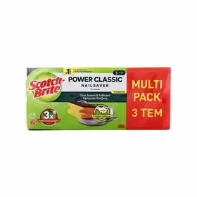 power classic πολύ δυνατό & ανθεκτικό πράσινο σφουγγάρι κουζίνας με αντιβακτηριδιακή προστασία 3τεμ.