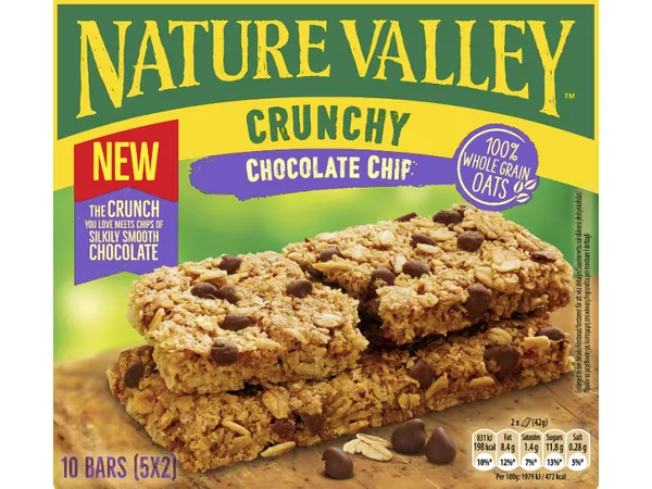 Μπάρες δημητριακών crunchy chocolate chip Κάθε συσκ. 5 x 42 g