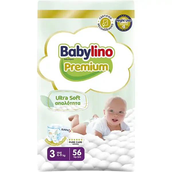 Βρεφική Πάνα Babylino Premium No3 4-9kg 56 τεμ