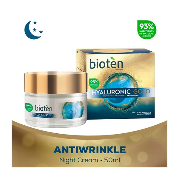 BIOTEN Hyaluronic Gold Κρέμα Νύχτας Αντιρυτιδική Replumping 50ml