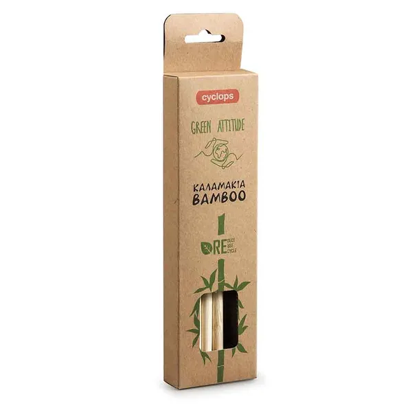 Καλαμάκια bamboo ΚΥΚΛΩΨ 4τεμ. + βουρτσάκι