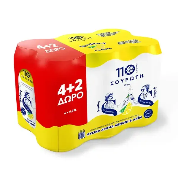 ΣΟΥΡΩΤΗ με λεμόνι & λάιμ 330ml 4+2 Δώρο