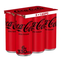 COCA COLA Original ή zero κουτί 6x330ml (5+1δώρο)