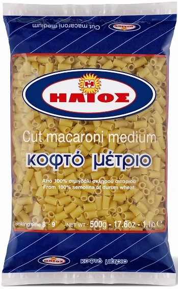 κριθαράκι ή κοφτό μέτριο ή πέννες ριγέ