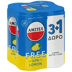 ΑΜΣΤΕΛ Free Μπίρα Lemon Κουτί 330ml (3+1 Δώρο)