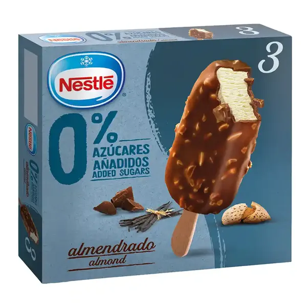 Nestle 0% Παγωτό Vanilla & Almonds Sticks 3x54γρ. /3x90ml.