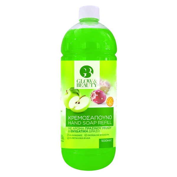 GLOW & BEAUTY Κρεμοσάπουνο Πράσινο Μήλο ανταλλακτικό 1000ml