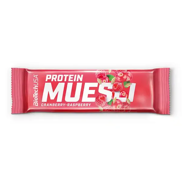 Biotechusa Μπάρα Πρωτεΐνης Muesli Κράνμπερι & Ράσμπερι Χωρίς Γλουτένη 30γρ.