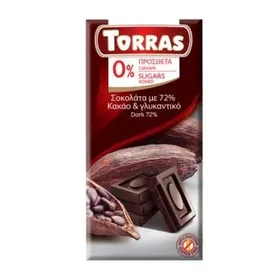Torras Χωρίς Γλουτένη Σοκολάτα 72% Κακάο με Γλυκαντικά 75γρ