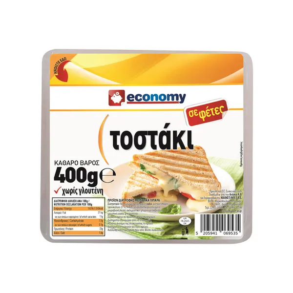 ECONOMY Tostaki σε Φέτες χωρίς γλουτένη 400gr